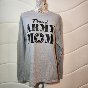 Army Mom L/S Gray Tee Size L